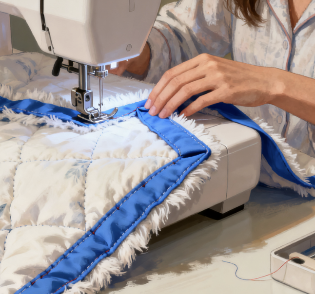 bind a quilt with a sewing machine