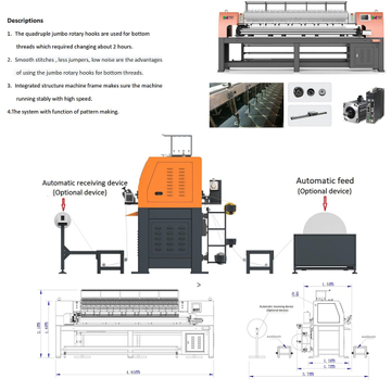 Industrial home textile rotary shuttle quilting machine